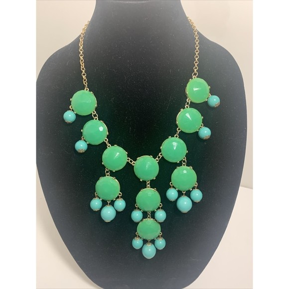 J.CREW Jewelry - J CREW Aqua and Green oversized circle Necklace